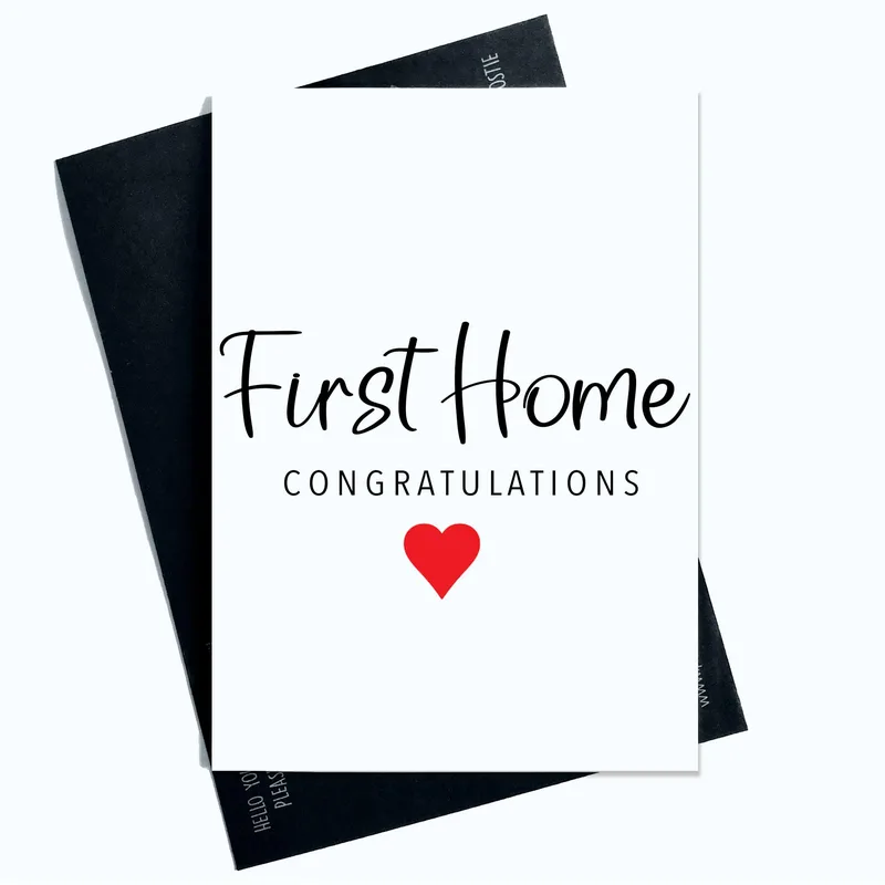 Red Heart Accent New Home Card Celebrating First Home Ownership