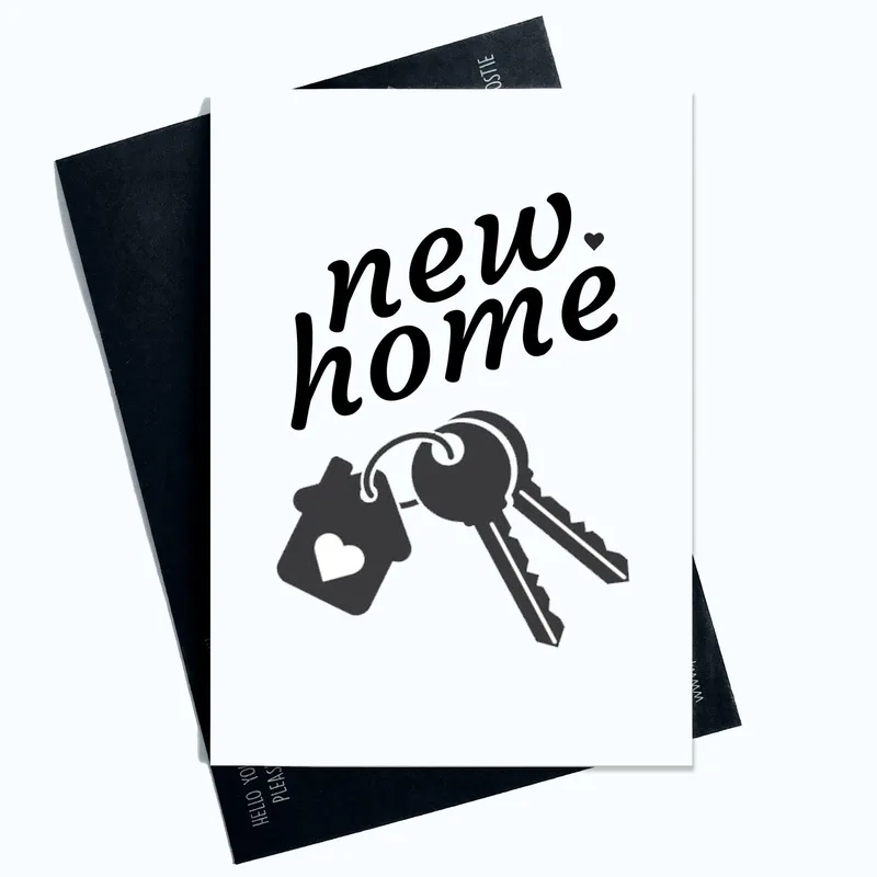 Black Key Icon New Home Card Features a Minimalist Keyring