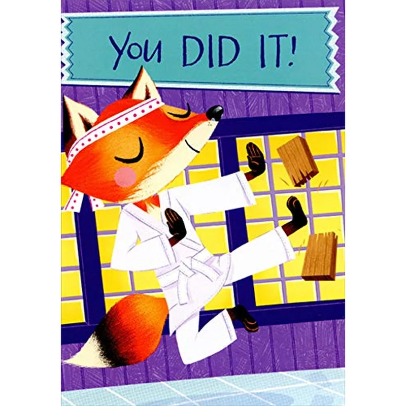 Fox Breaking Boards Congratulations Card for Martial Arts Success