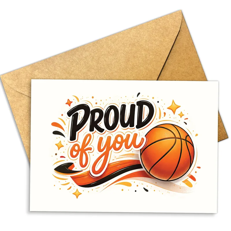 Basketball Orange Swoosh Encouragement Card for Athletes
