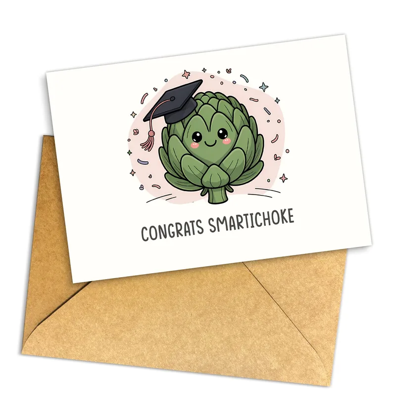 Artichoke Wearing Mortarboard Congratulations Card for Smart Graduates
