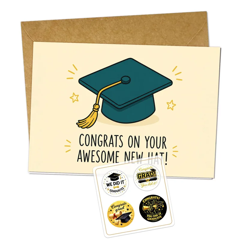 Teal Graduation Cap Congratulations Card for New Hats
