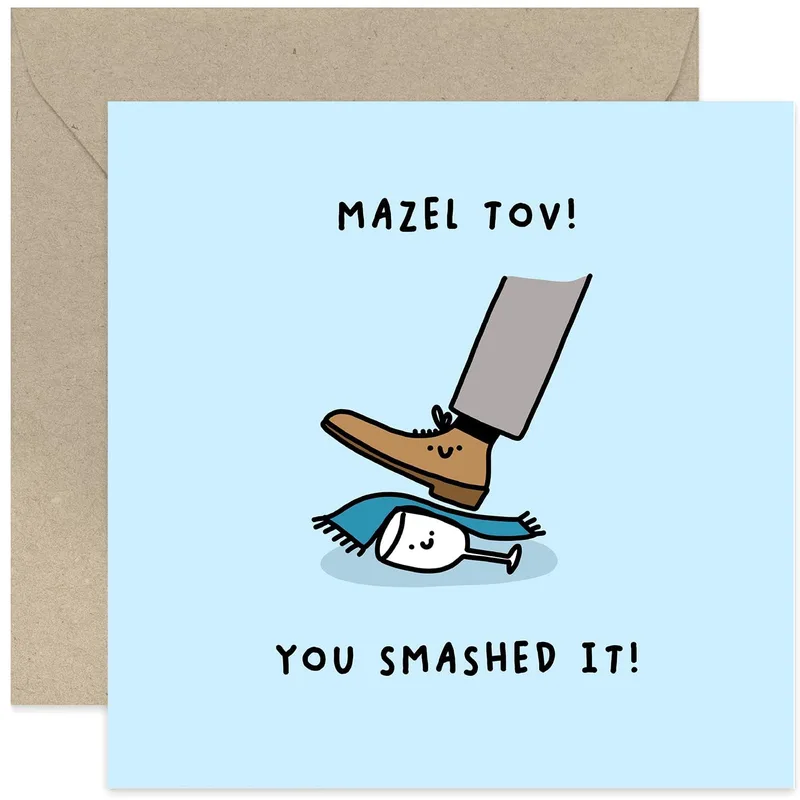 Smashed Glass Congratulations Card: A Funny Mazel Tov Wedding Greeting