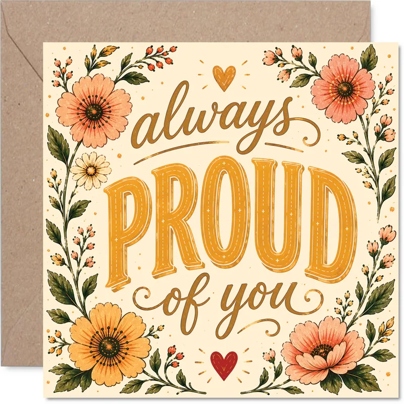 Yellow Floral Border Encouragement Card Celebrating New Career Wins