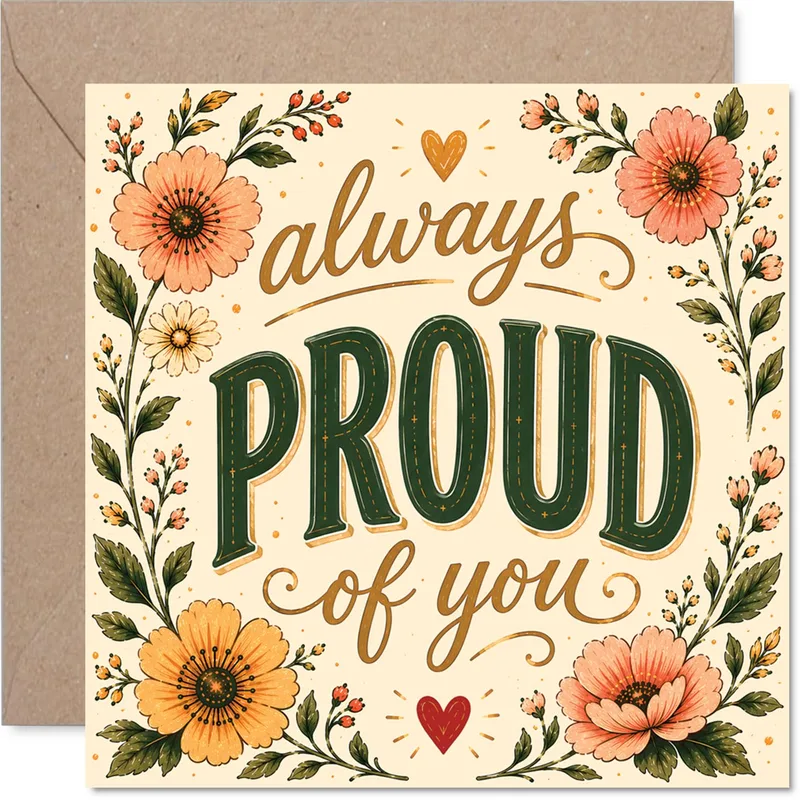 Green Floral Border Encouragement Card featuring vintage flowers