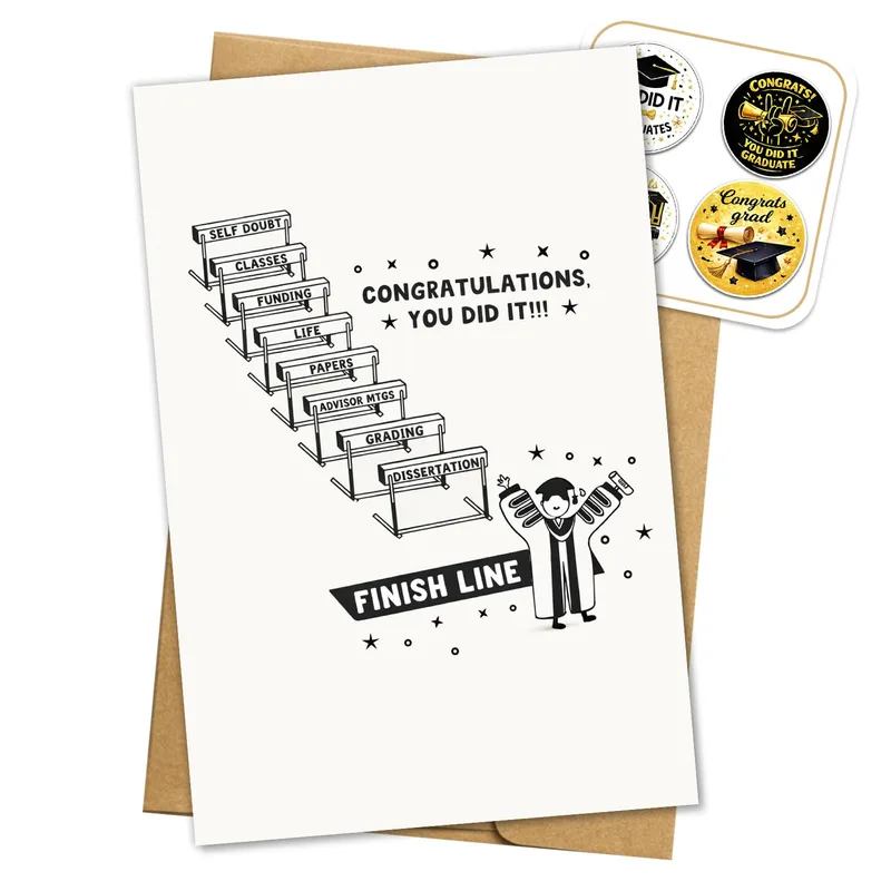 Finish Line Doodle Congratulations Card features a graduate