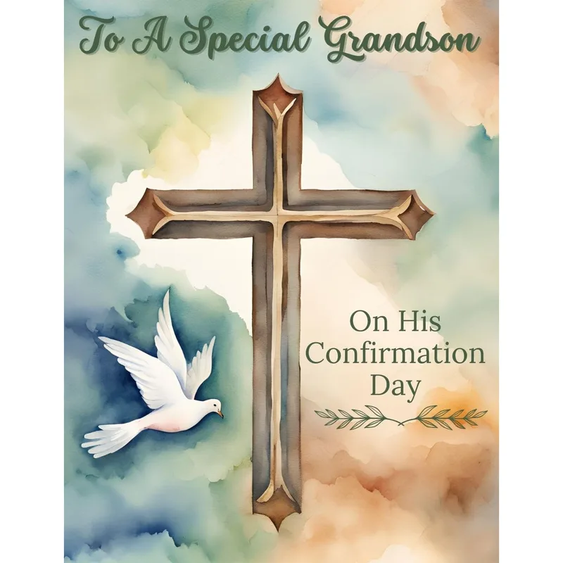 Watercolor Cross and Dove Card for a Grandson's Confirmation