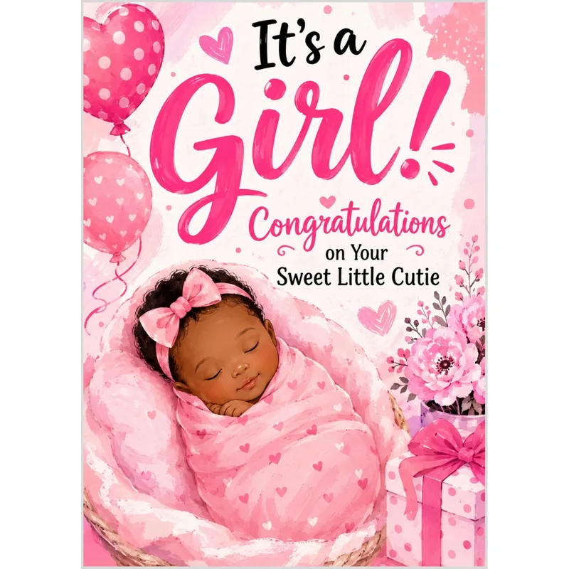 Balloons Sleeping Baby New Baby Card Celebrating a Sweet Little Cutie