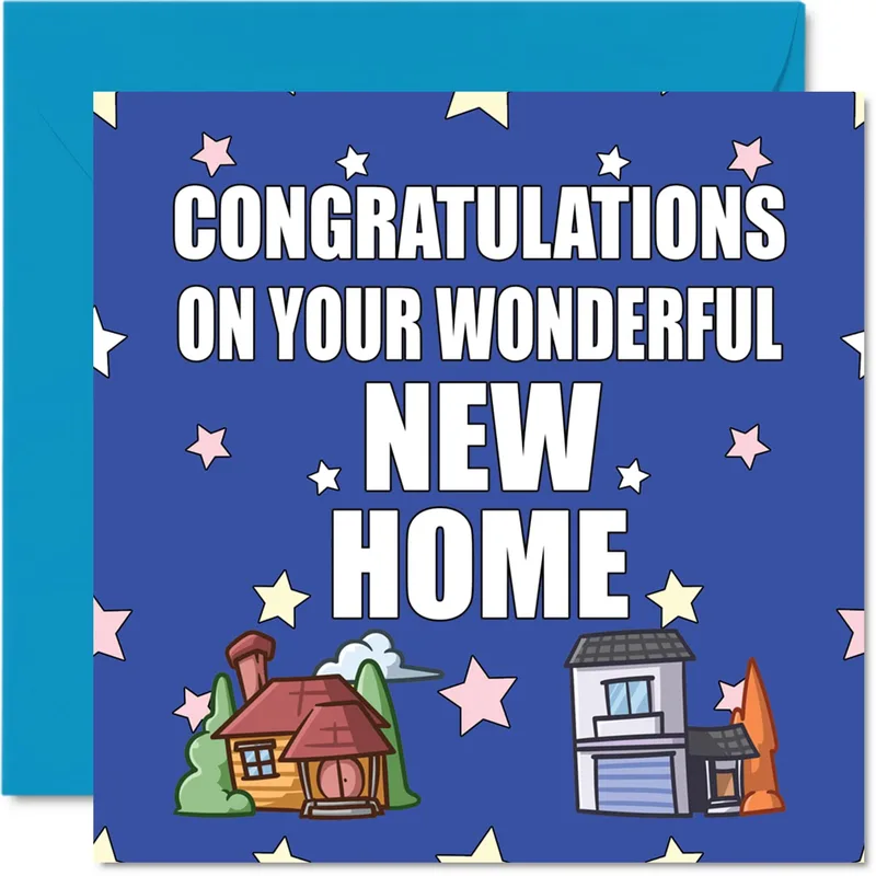Stars Houses Bold New Home Card for Celebrating a Move