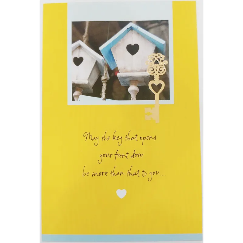Photo Yellow Key New Home Card Celebrating a Fresh Start with Heart