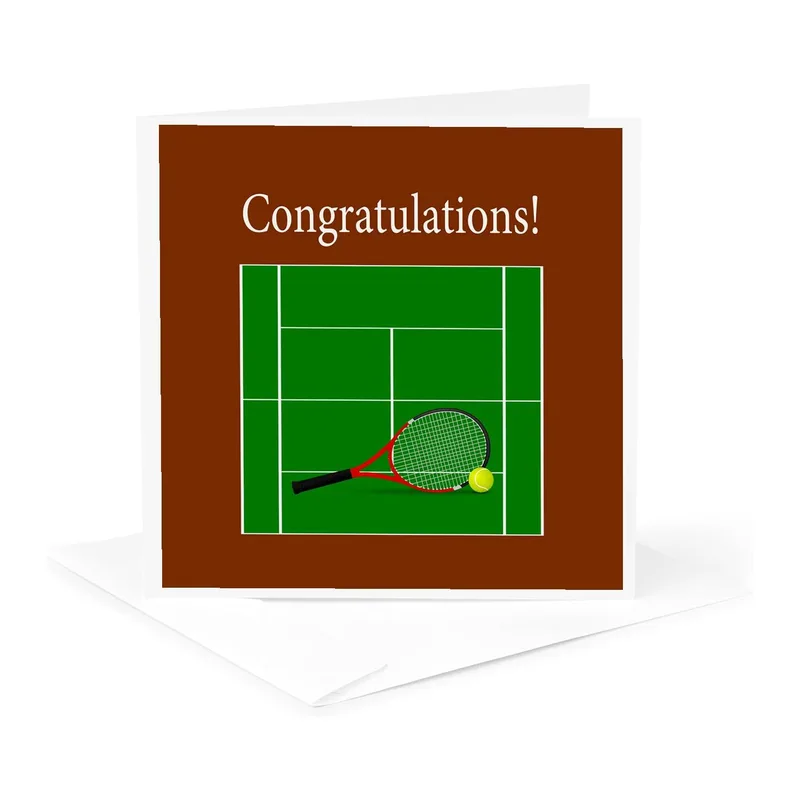 Tennis Court Racket Congratulations Card for New Victories
