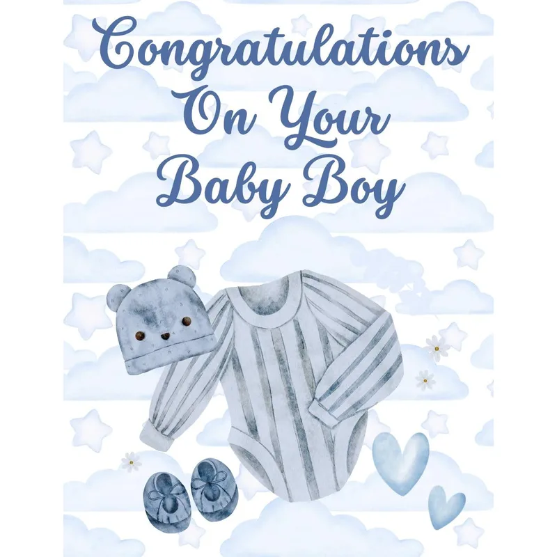Striped Onesie Booties New Baby Card Celebrates a Newborn Son
