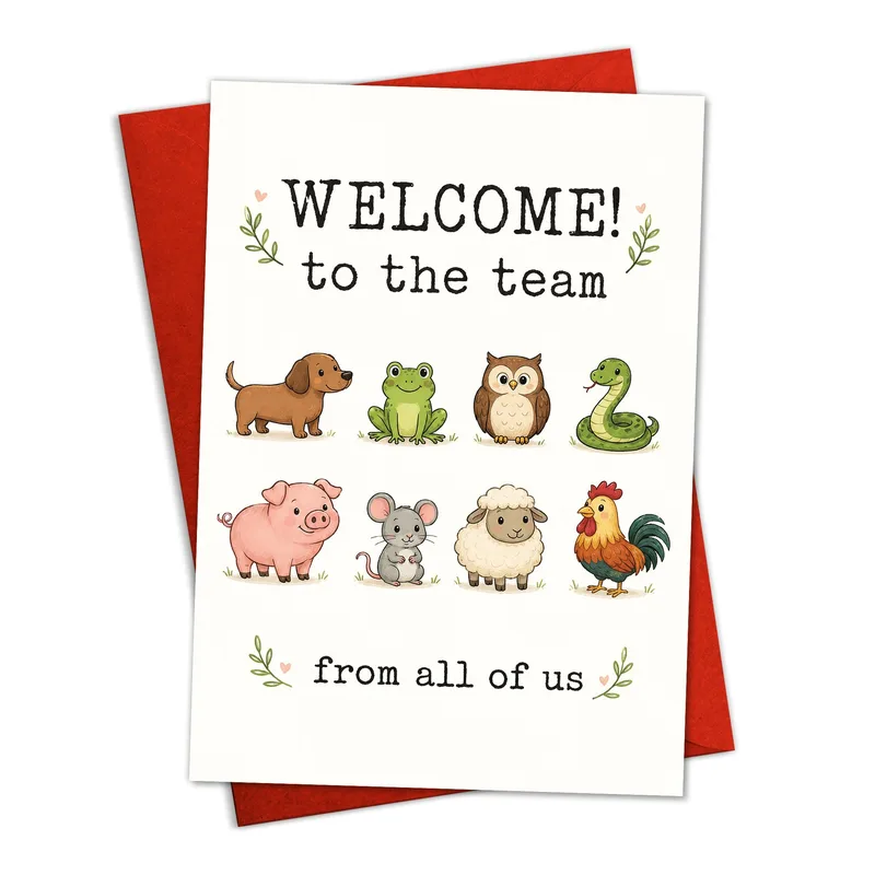 Team Icons Red New Job Card – Greeting Card in natural
