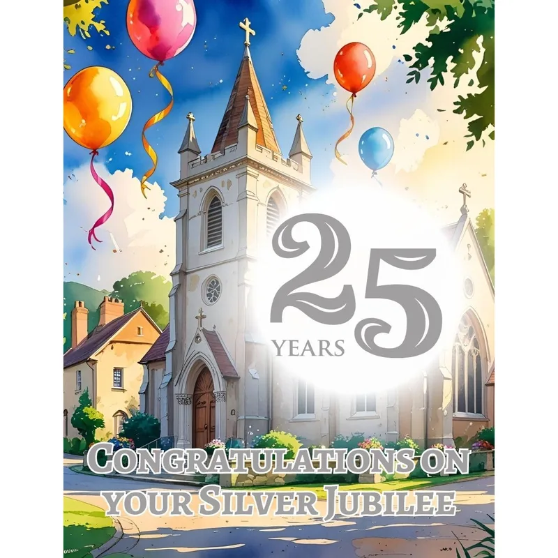 Balloons 25 Years Congratulations Card for a Priest's Silver Jubilee