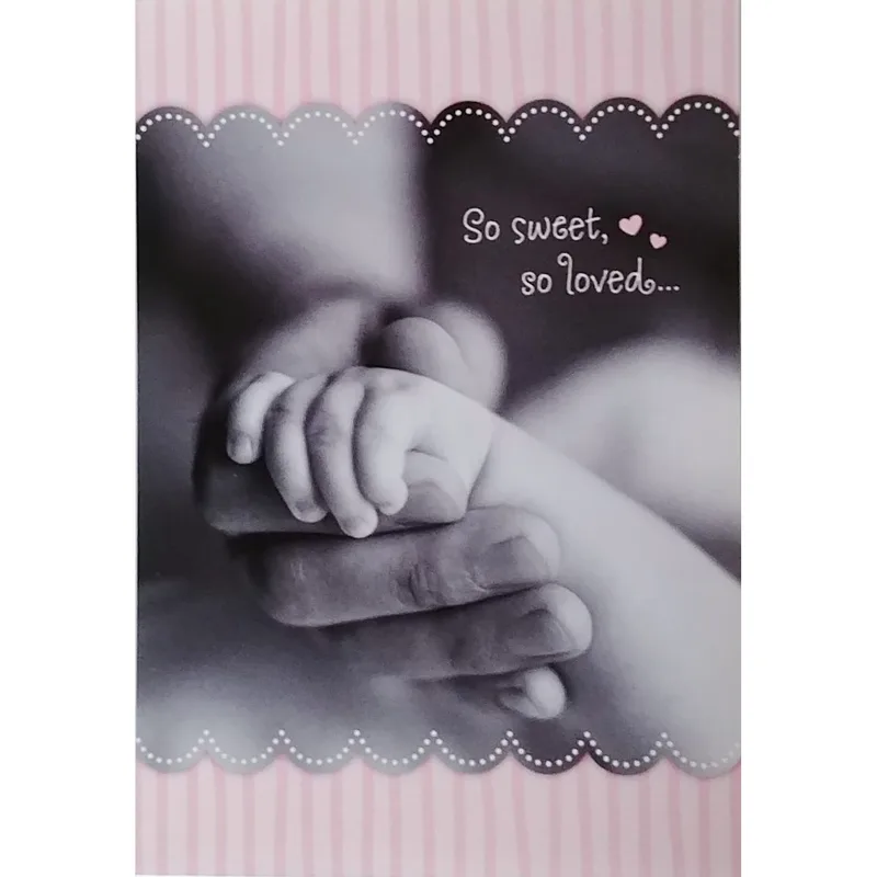 White Baby Hands New Baby Card So Sweet So Loved Greeting