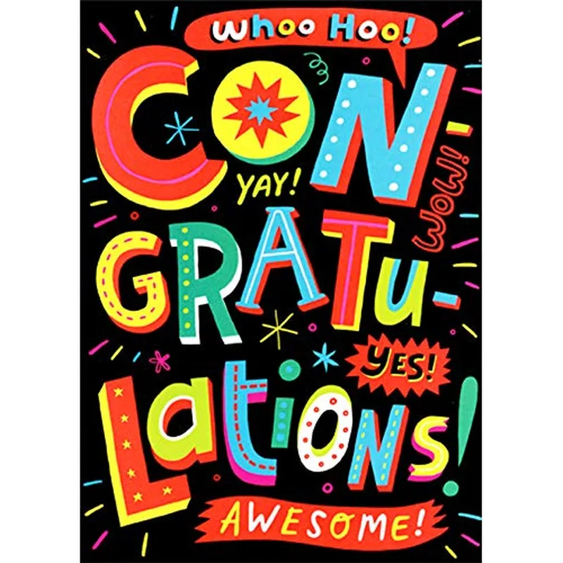 Black Bold Letters Congratulations Card for Kids Celebrations