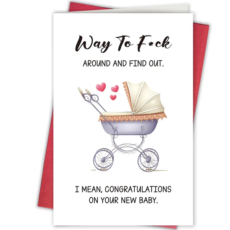 Way To F ck Card for a New Baby, With a Stroller