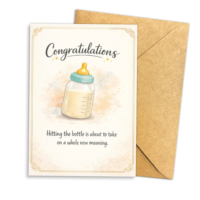 Congratulations Hitting the bottle Card: A Playful New Baby Greeting