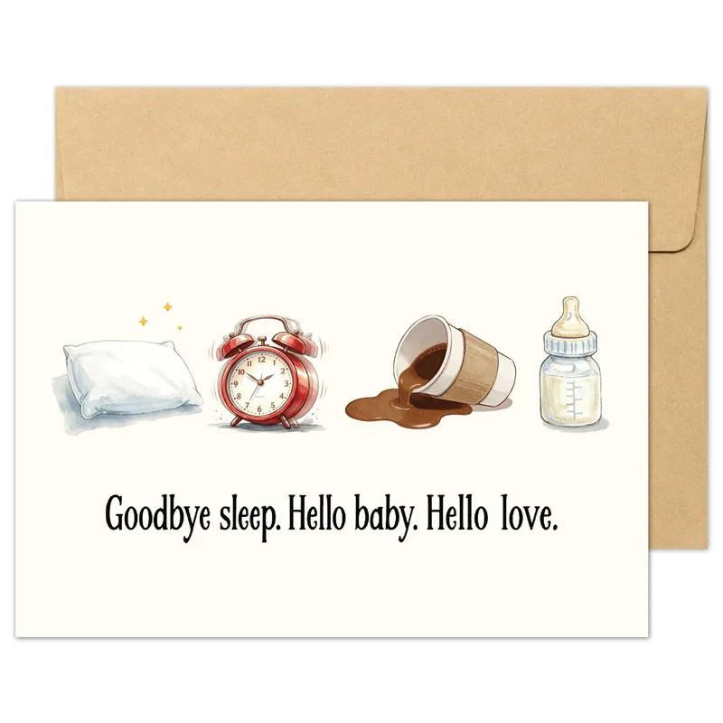 Goodbye Sleep Hello Card for New Parents Who Need a Laugh