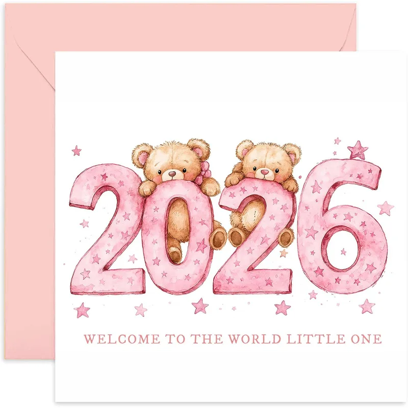 Teddy Bears 2026 New Baby Card Welcoming a 2026 Arrival