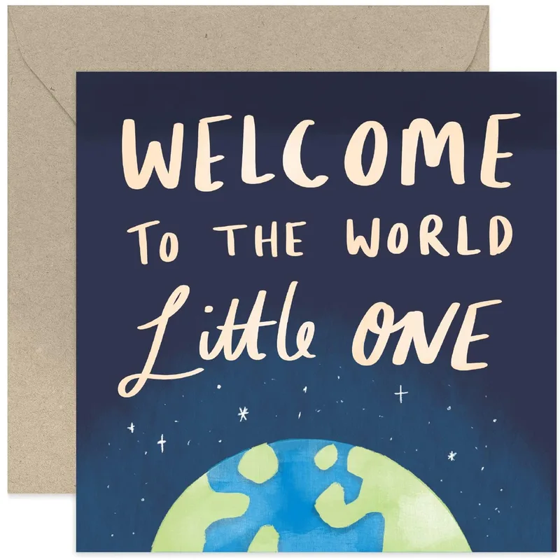 Earth Globe Bold New Baby Card Welcoming a New Arrival