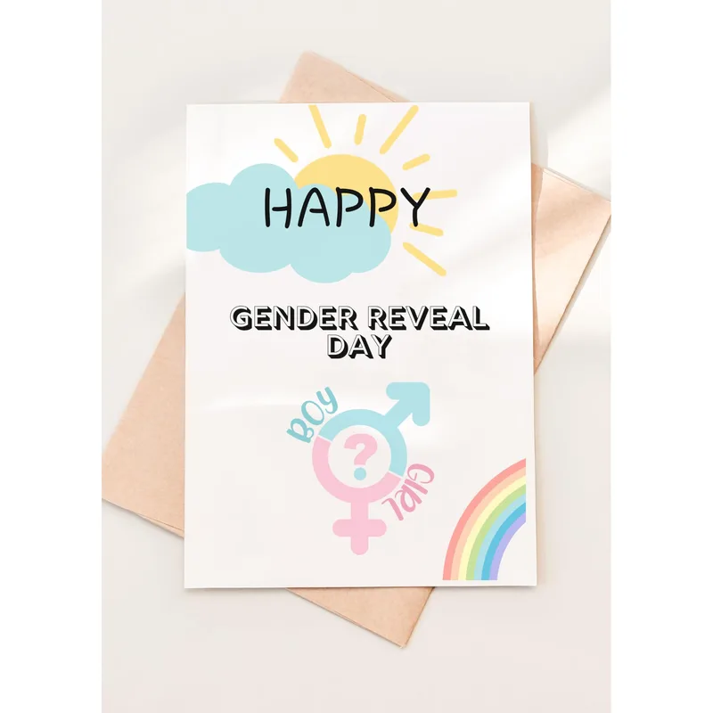 Rainbow Gender Symbol Pregnancy Card for Reveal Day Celebrations