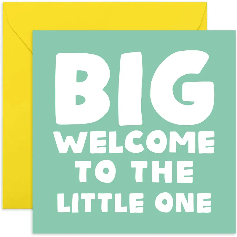 Green Bold White New Baby Card: Big Welcome to the Little One