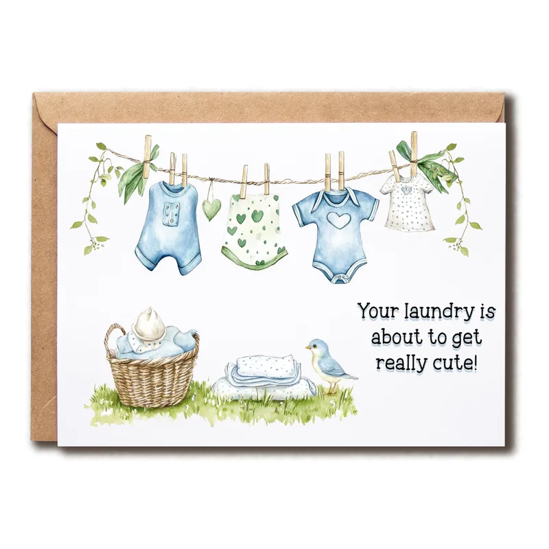 Clothes Laundry Basket New Baby Card for Expectant Parents