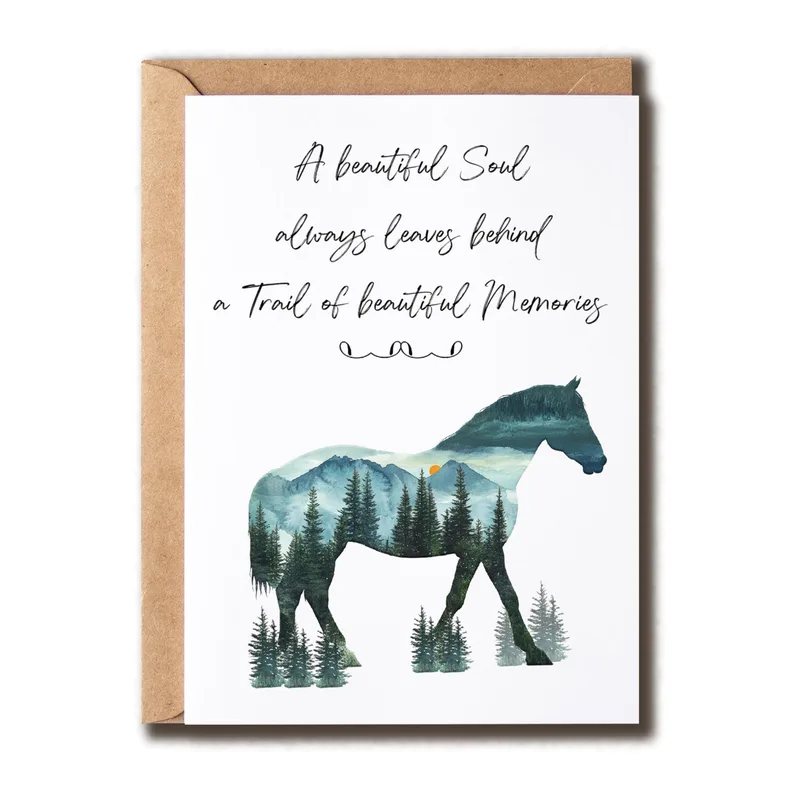 Horse Sympathy Card: A Trail of Beautiful Memories
