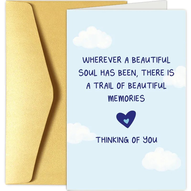 Sympathy Thinking of You Card with Soft Clouds and Heart