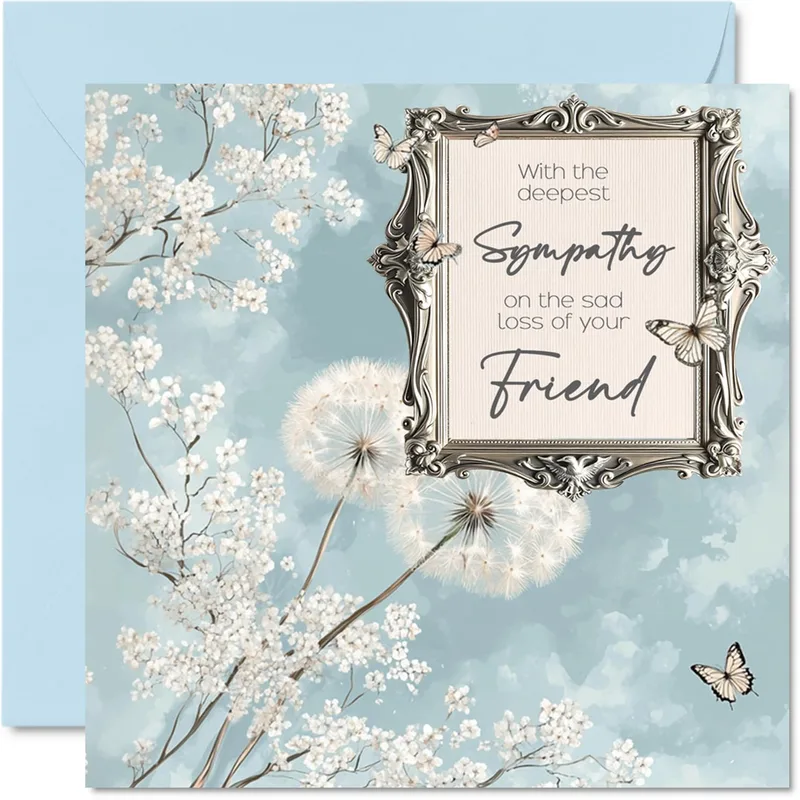 Sympathy Loss of Friend Card with Dandelions and Butterflies