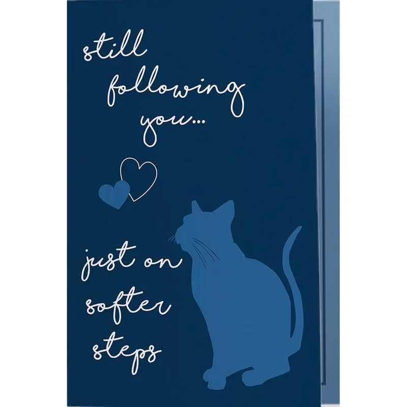 Cat Sympathy Card: Still Following You on Softer Steps
