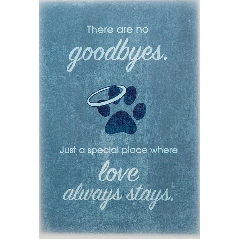 There Are No Goodbyes Card for Pet Loss, Blue Paw Print