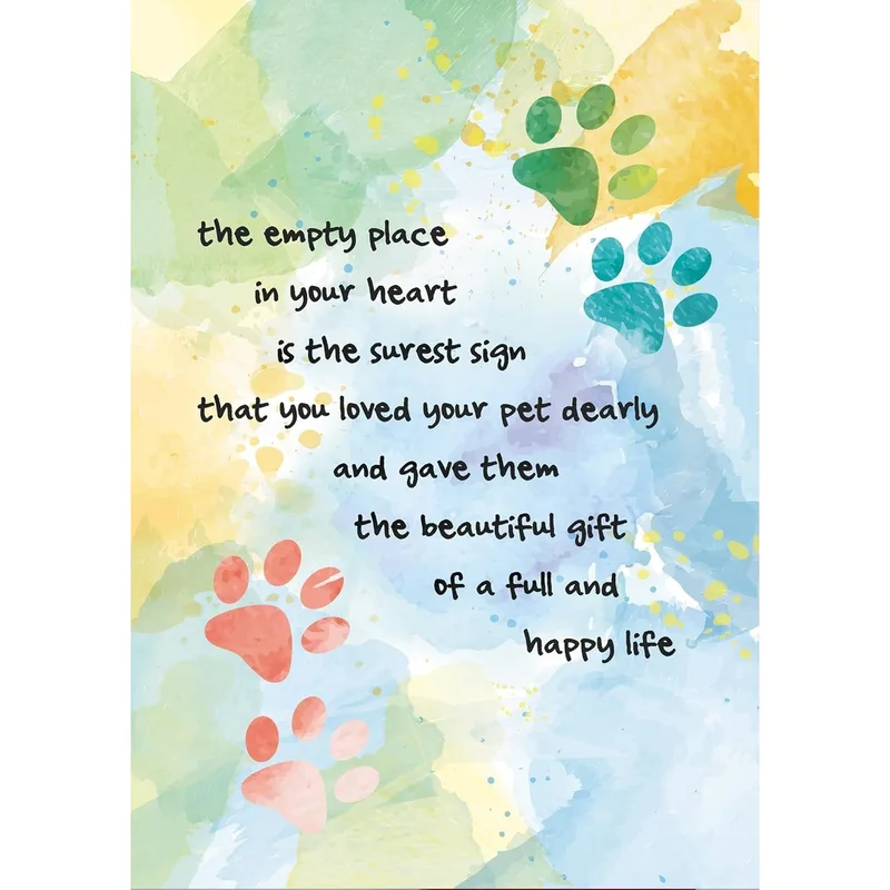 Loss of Pet Card: Watercolor Paw Prints With a Gentle Message