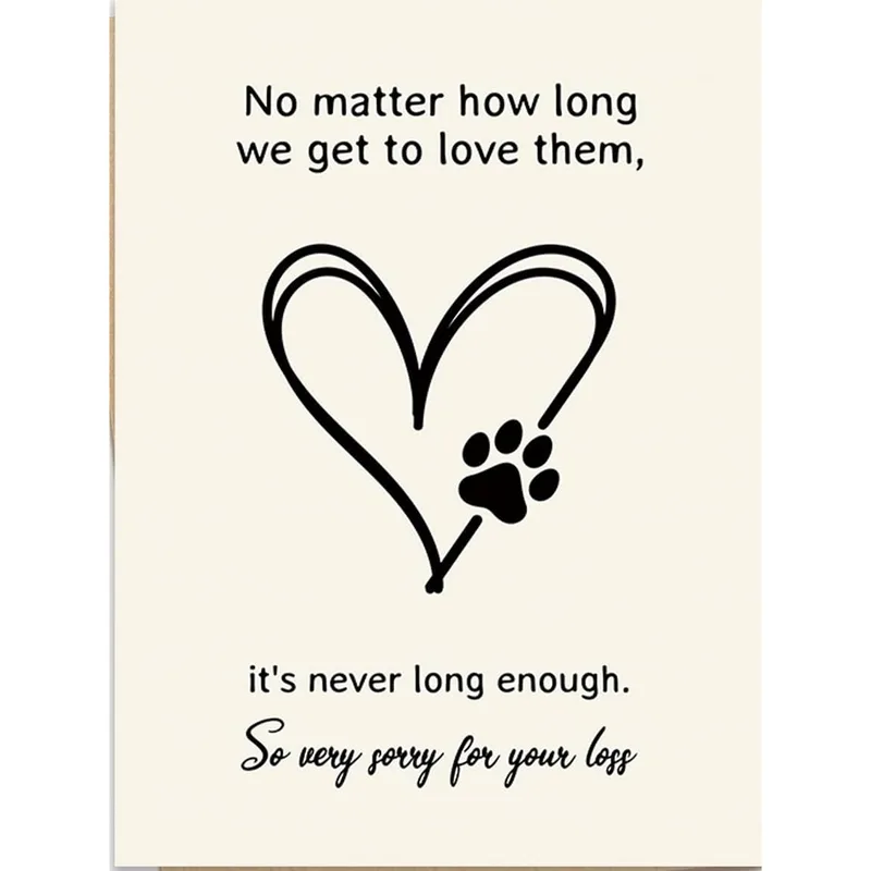 Sorry for Your Loss Pet Card with a Black Heart Paw Print