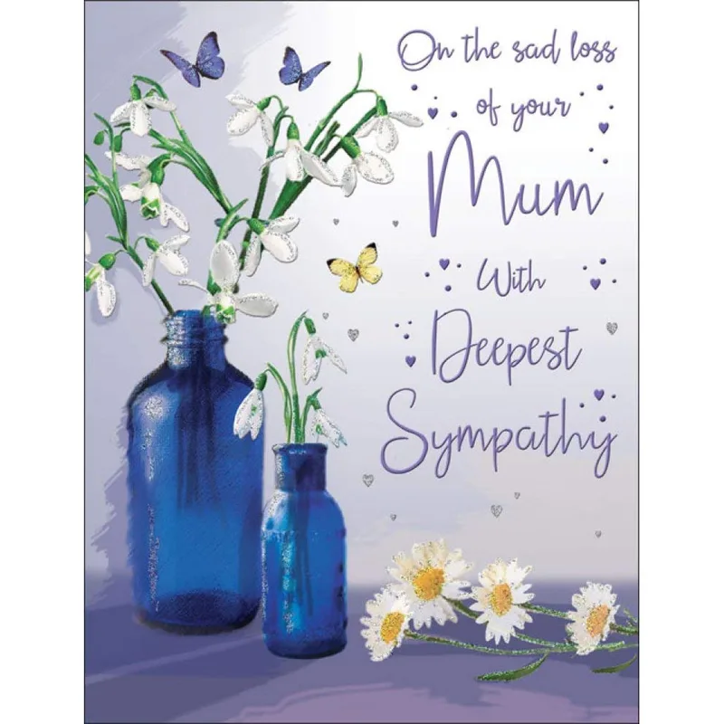 Loss of Mum Sympathy Card: Blue Vases and Snowdrops