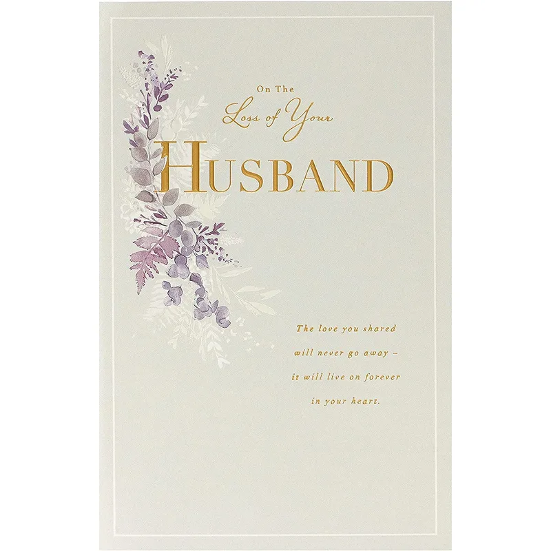Loss of Husband Card: Purple Sprigs and Gentle Words
