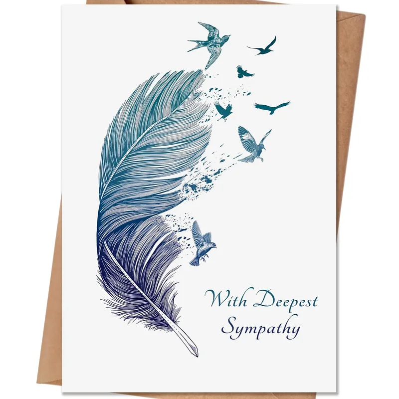 Sympathy Feather Birds Card: A Gentle Message of Comfort