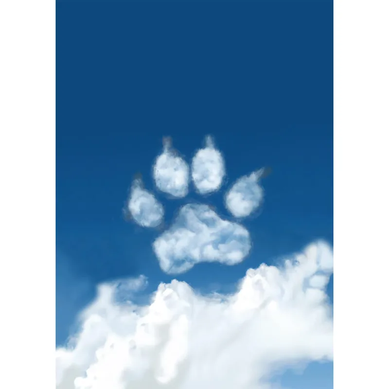 White Clouds Paw Print Card for a Pet Loss Sympathy
