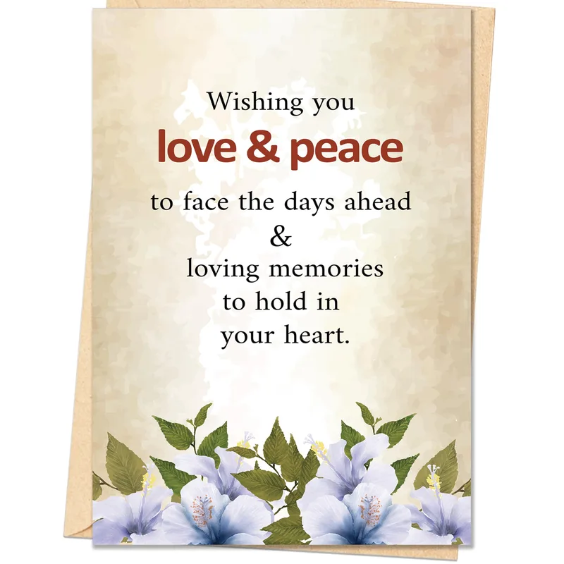 Sympathy Love Peace Card with Floral Hibiscus Design