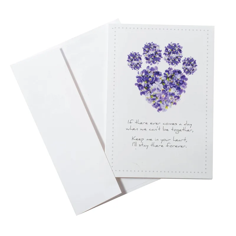 If There Ever Comes Card: Purple Floral Pawprint Pet Sympathy Card