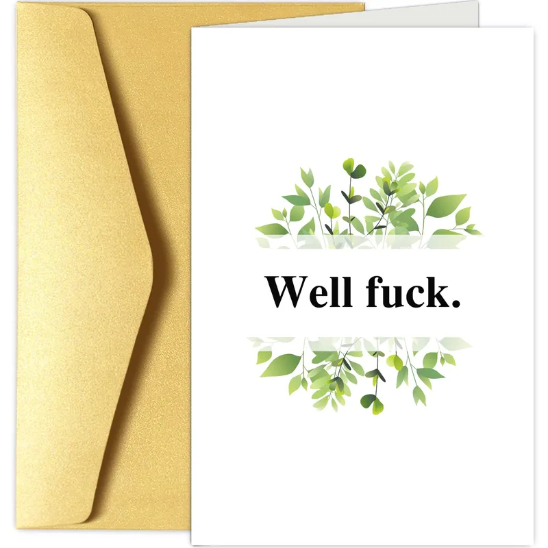 Well Fuck Card: A Green Leaves Botanical Greeting Card