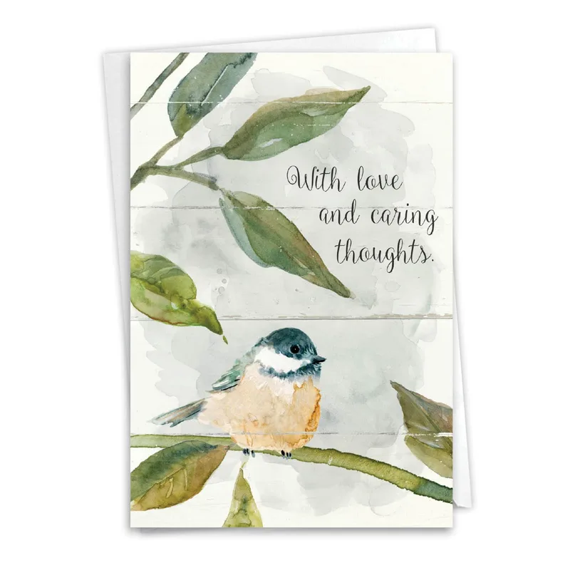 Chickadee Watercolor Sympathy Card for Gentle Words