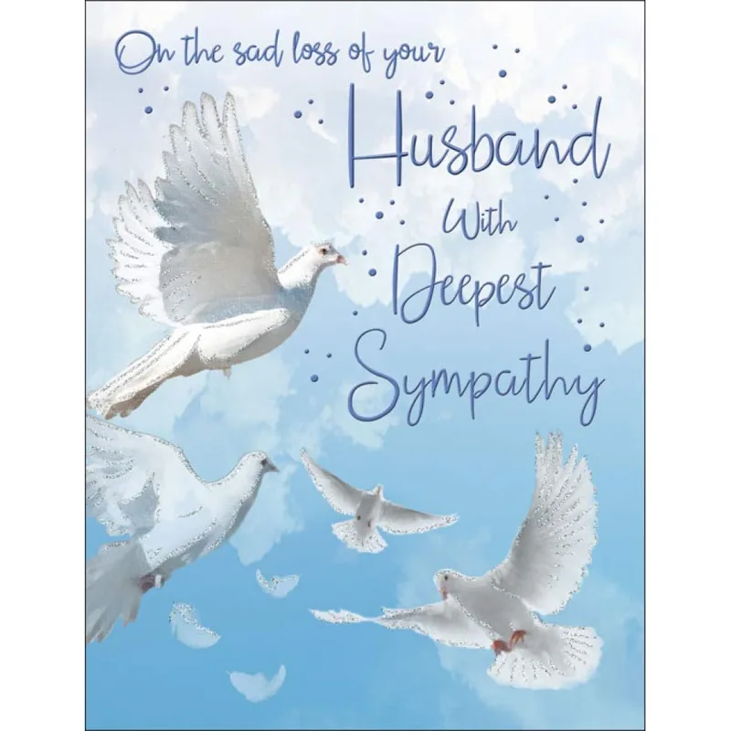 Sympathy for Widow Card: White Doves on Blue Sky