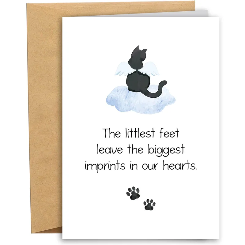 The littlest feet Card: a gentle cat sympathy card