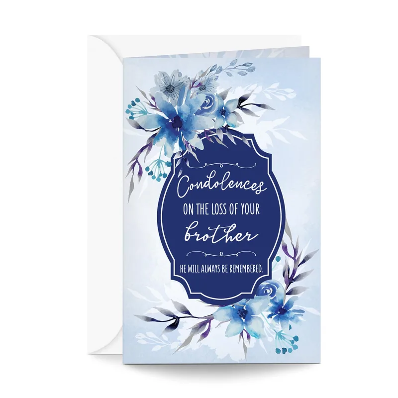 Loss of Brother Card: Blue Watercolor Florals for Sympathy