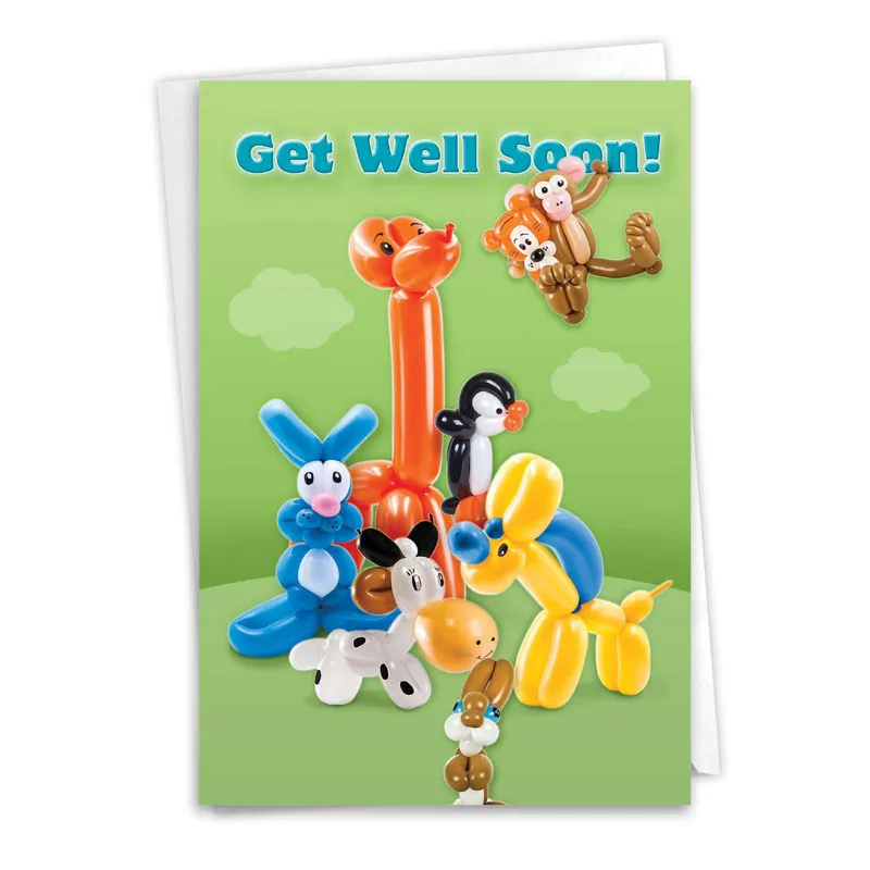 Get Well Soon Balloon Animals Card for a Cheerful Recovery