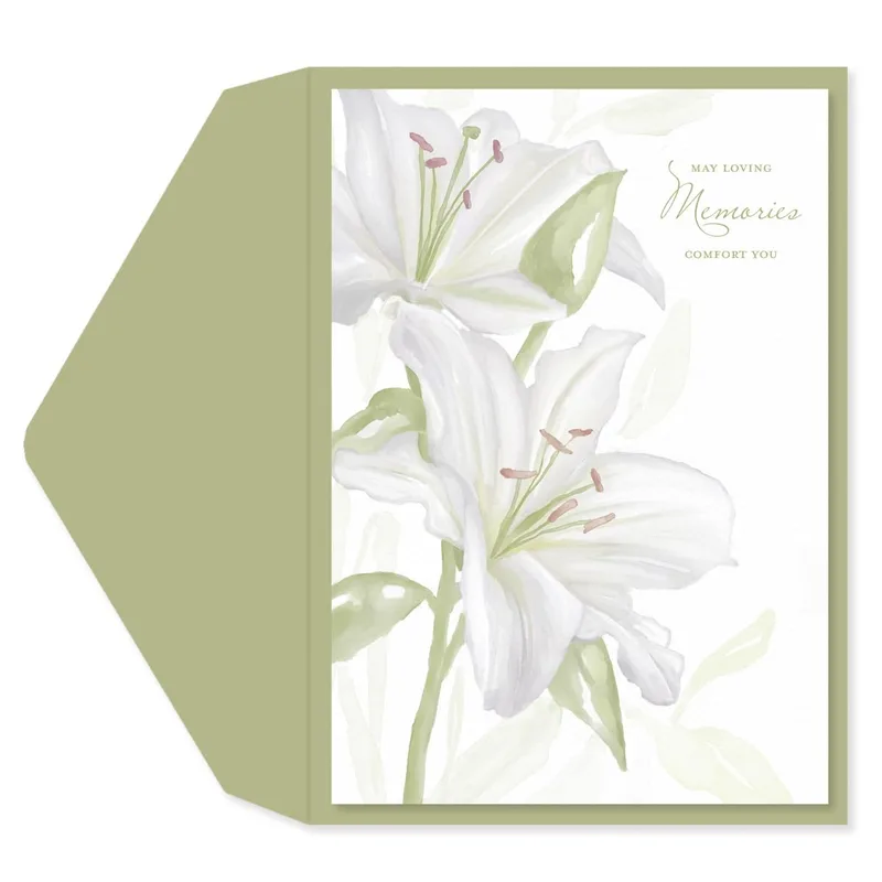 Sympathy Lilies Card with a Gentle Memory Message