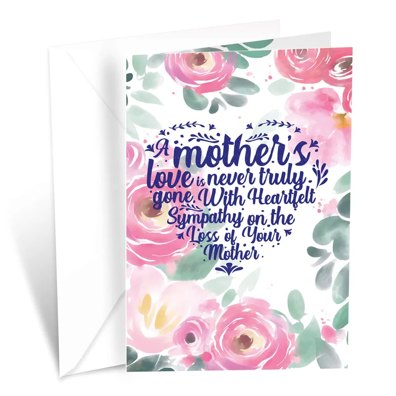 Mother Loss Sympathy Card with Pink Watercolor Roses