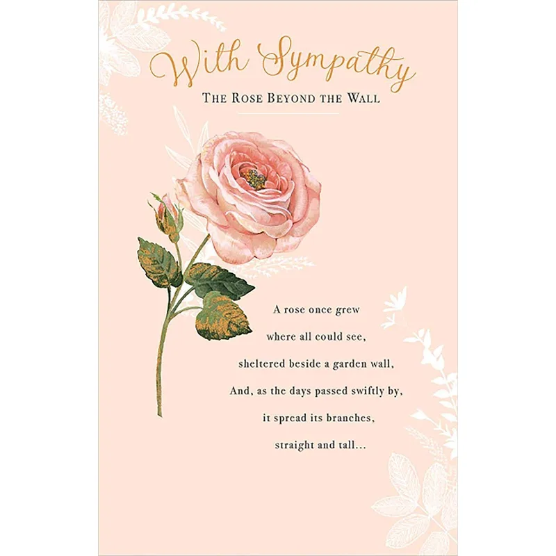 Sympathy Rose Card with a Pink Watercolor Bloom